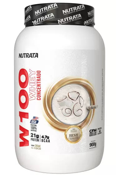 W100 Whey Concentrado 900g Pote Creme de Coco - Nutrata