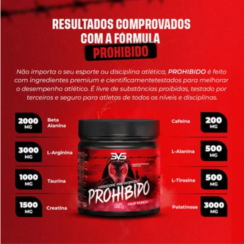 Pré Treino Prohibido 3VS Nutrition 300g - Suplemente.c