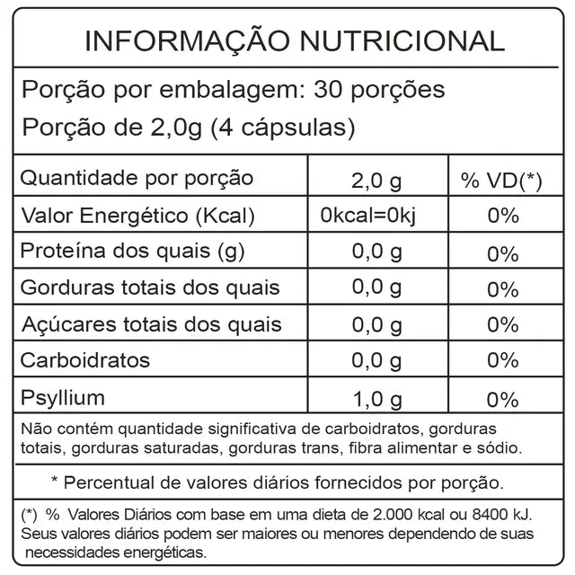 Psyllium 120 Cápsulas de 500mg Prime Ervas