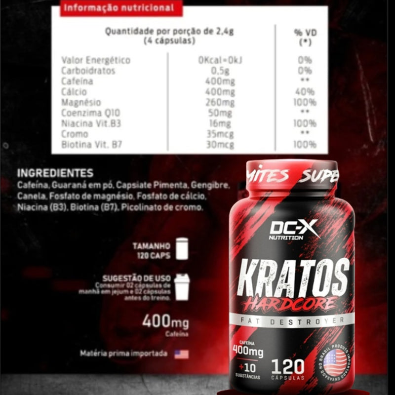 Termogênico Kratos Hard Core 120 Cápsulas - Suplemente.c