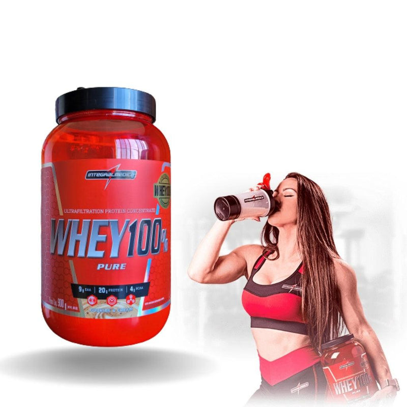 Whey 100% Pure Concentrado Integralmedica 900g pote Sabor Cokies e Cream - Suplemente.c