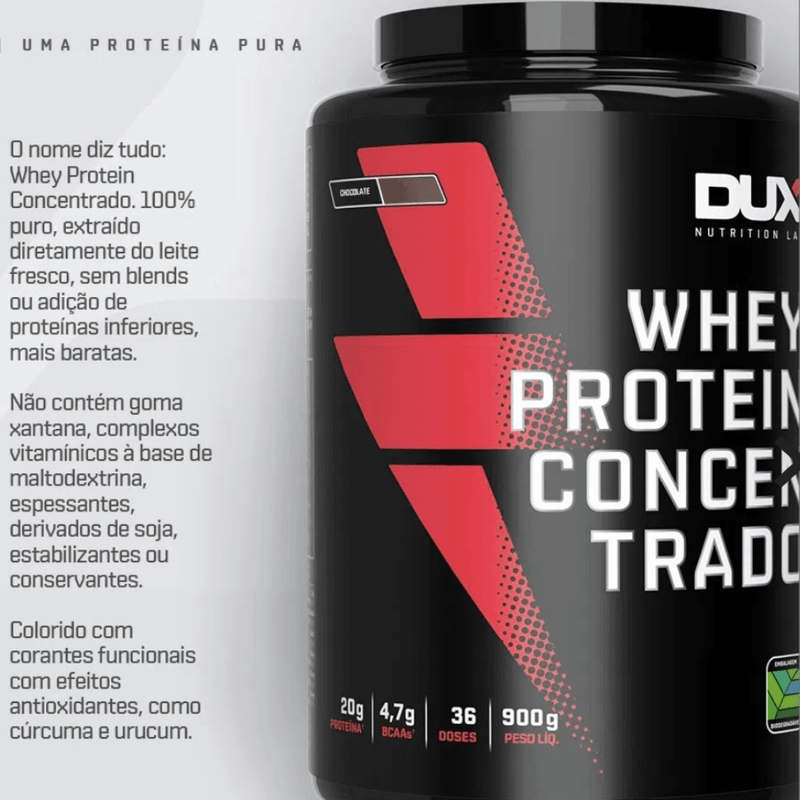 Whey Protein Dux Concentrado - Pote 900g - Suplemente.c