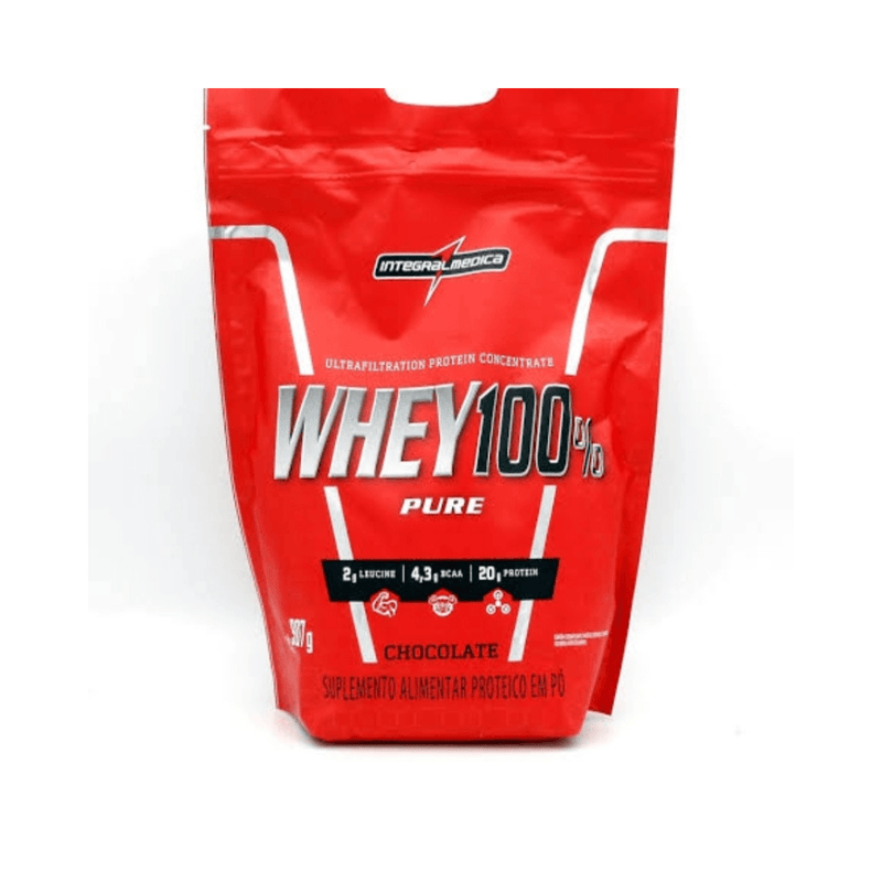 Whey Protein 100% Concentrado Integralmédica 900g Refil Sabor Morango - Suplemente.c